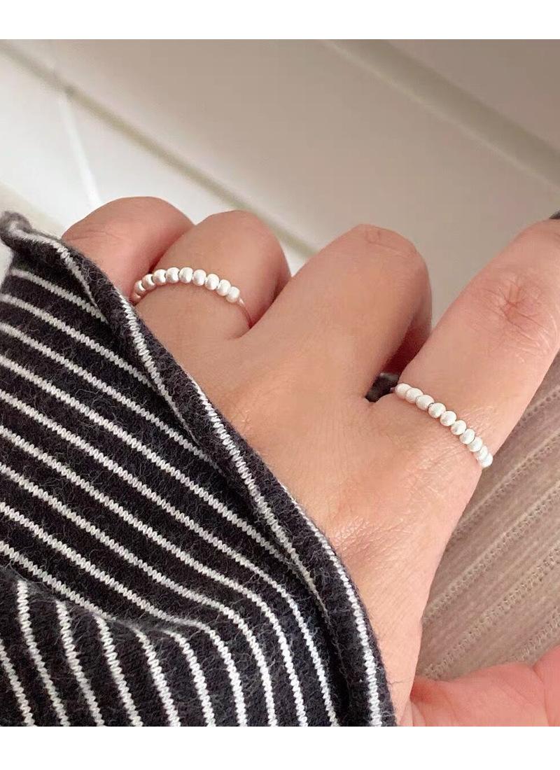 S925 Sterling Silver Matte Brushed Round Bead Ring for Women Open Ring -522(45%)