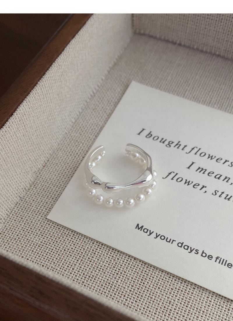S925 Sterling Silver Double-Layer Pearl Ring for Women Switchable Index Finger Ring-512(45%)