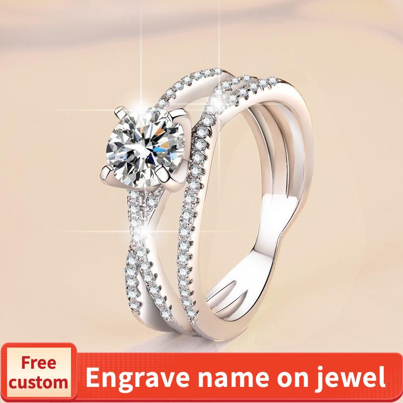NO.114 S925 Sterling Silver Eternal Love Ring Synthetic Moissanite Ring fashion jewelry accessory woman girl promise ring Springtok