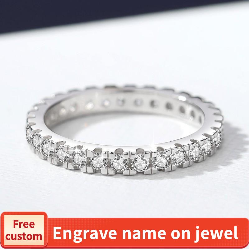 S925 Sterling Silver Full Band Ring Inlay Synthetic Moissanite fashion jewelry accessory woman girl promise ring-215(35%)
