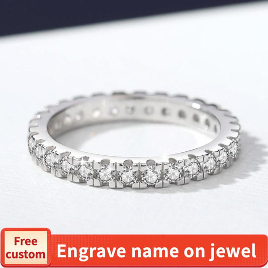 S925 Sterling Silver Full Band Ring Inlay Synthetic Moissanite fashion jewelry accessory woman girl promise ring-215(35%)