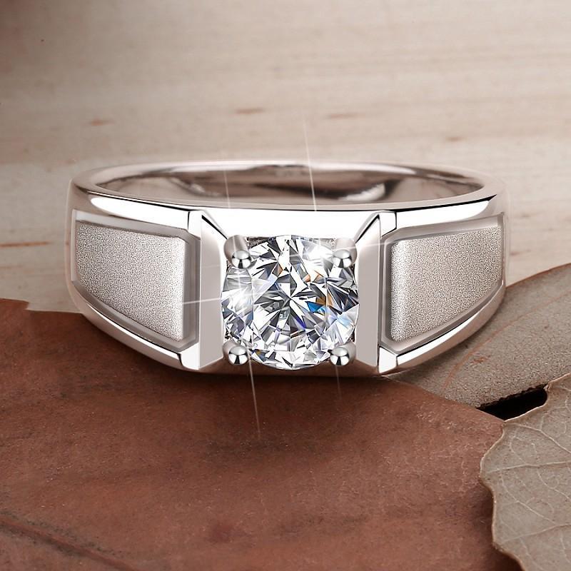 NO.154 S925 Sterling Silver Frosted Ring Crown Synthetic Moissanite fashion jewelry accessory  promise ring Springtok Men's Ring