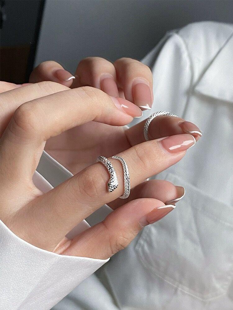 S925 Sterling Silver Personality Little Snake Adjustable Open Finger Ring for Women-633(45%)