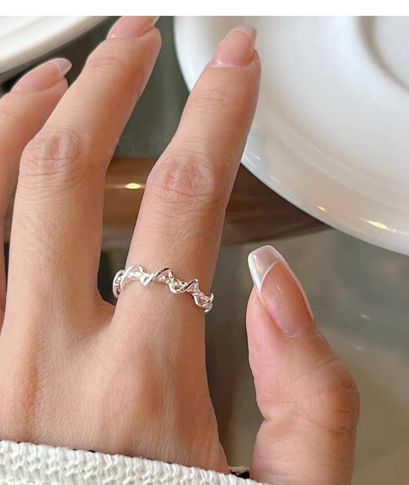 S925 Sterling Silver Wrapped Line Braided Ring Women's Open Plain Ring-534(45%)