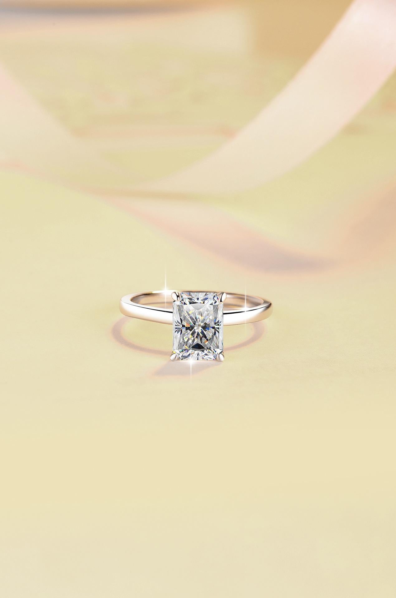 8A Cubic Zirconia S925 Sterling Silver Rectangular Radiant Ring 2Carat-448 custom  engagement  ring(25%)