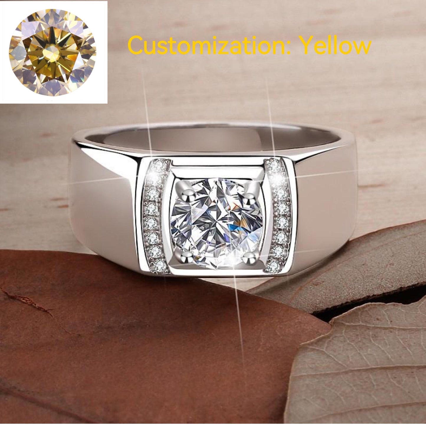 NO.155 S925 Sterling Silver Ring Inlaid with Super Flash Synthetic Moissanite fashion jewelry accessory promise ring Springtok Men's Ring