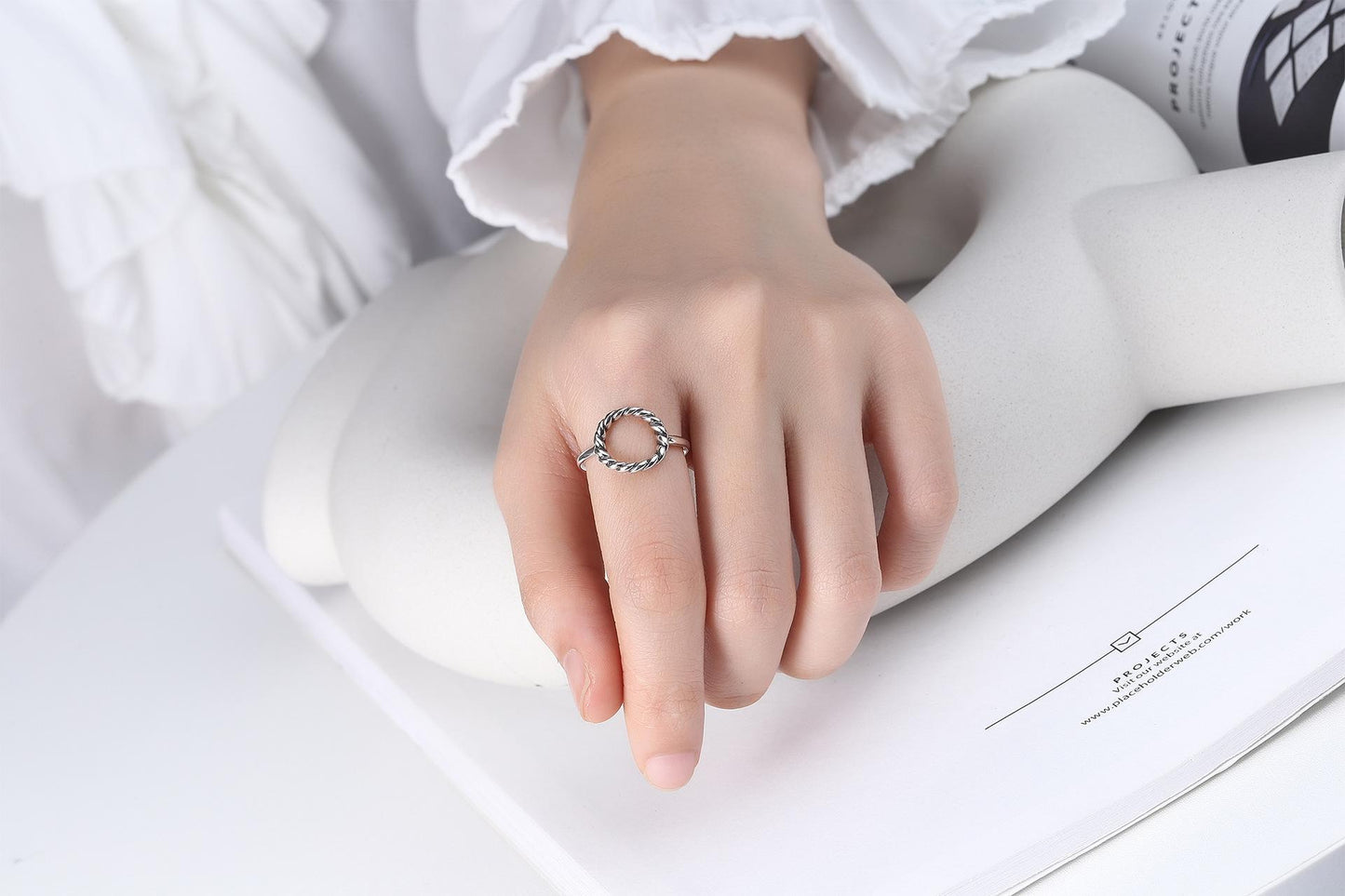 S925 Sterling Silver Round Twist Open for Women Ring-530(45%)