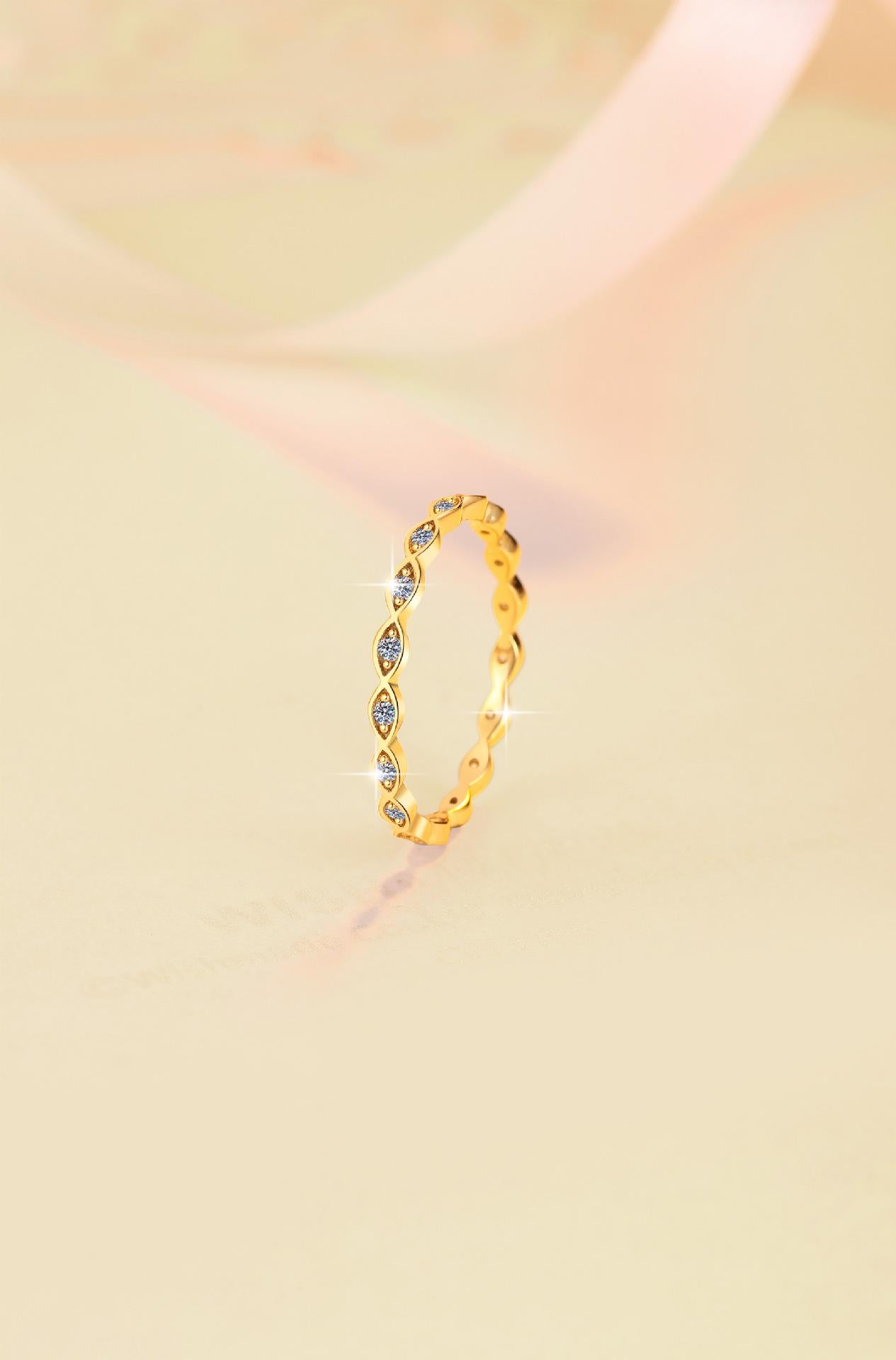 S925 Sterling Silver Stackable Band Ring Synthetic Moissanite Ring-569(35%)