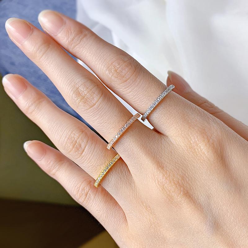 NO.091 S925 Sterling Silver Full Ring 6A Cubic Zirconia Ring fashion jewelry accessory woman girl promise ring Springtok