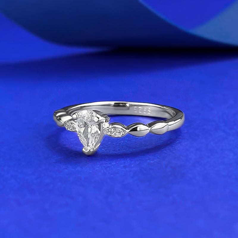 S925 Sterling Silver Mini Water Drop Ring 6A Cubic Zirconia Ring-162(35%)