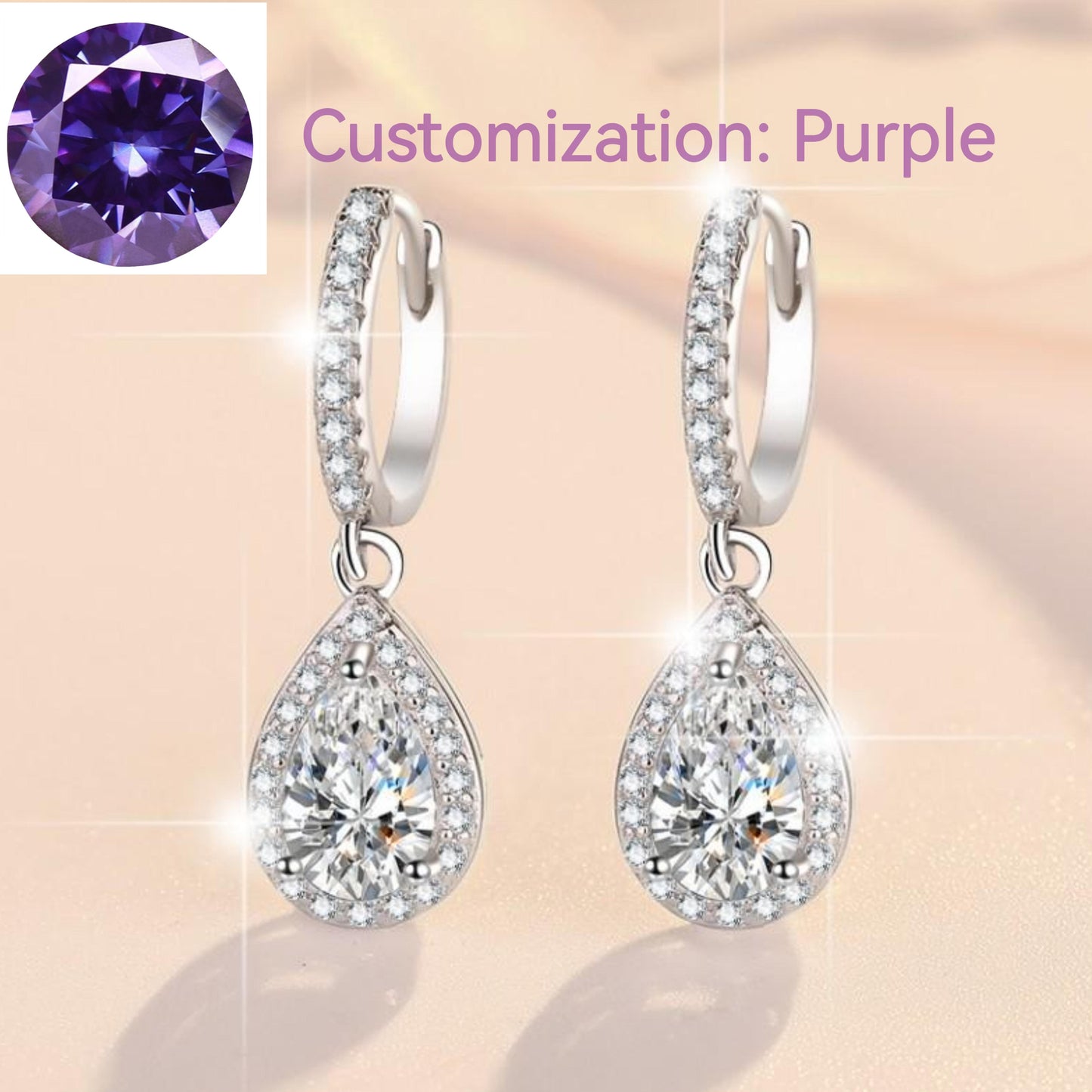 S925 Sterling Silver Pear-Shaped Earrings Synthetic Moissanite Earrings Daily Life Earrings(35%)-601
