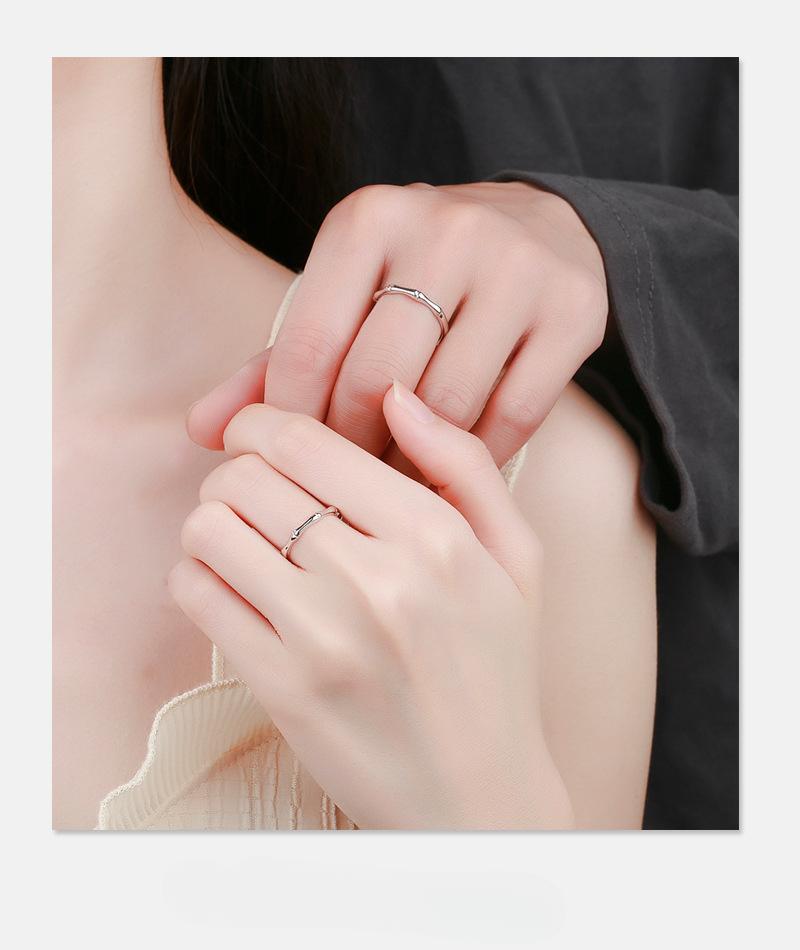 S925 Sterling Silver Ancient Style Bamboo Joint Couple Rings - 485 weddingring(45%)