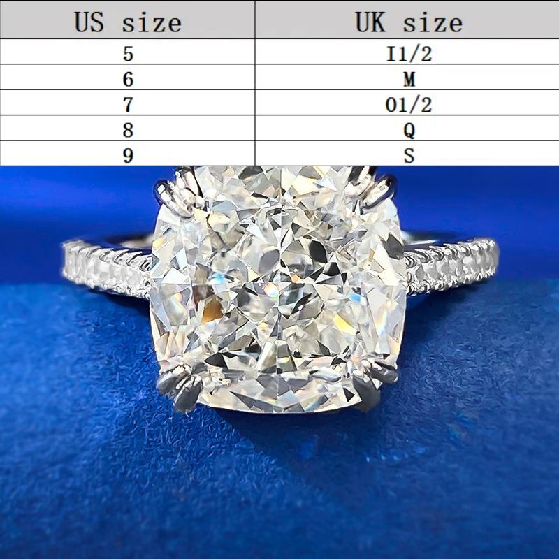 S925 Sterling Silver Ice Flower Cut Square Ring 10*10mm 8A Cubic Zirconia Ring fashion jewelry accessory woman girl promise ring-380(35%)