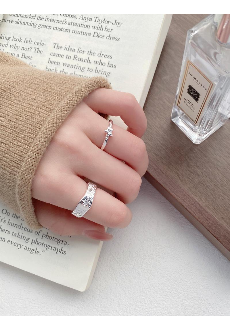 S925 Sterling Silver Irregular Texture Finger Ring for Women - 491(45%)
