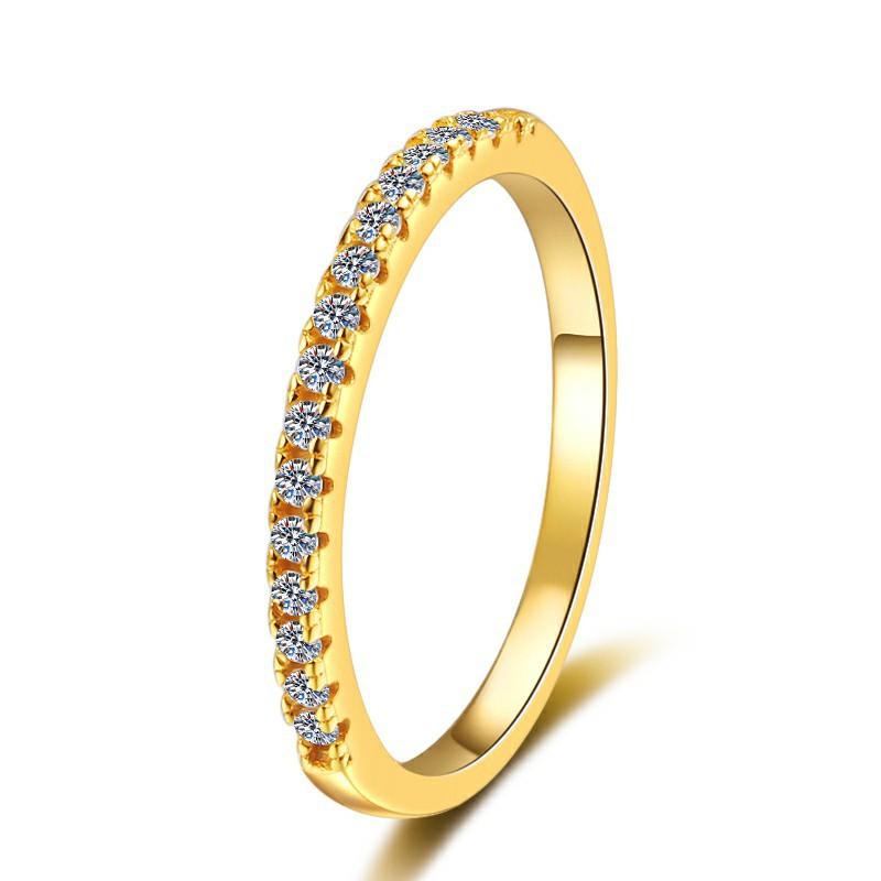 S925 Sterling Silver One-word Row Band Ring Synthetic Moissanite Ring-566(35%)