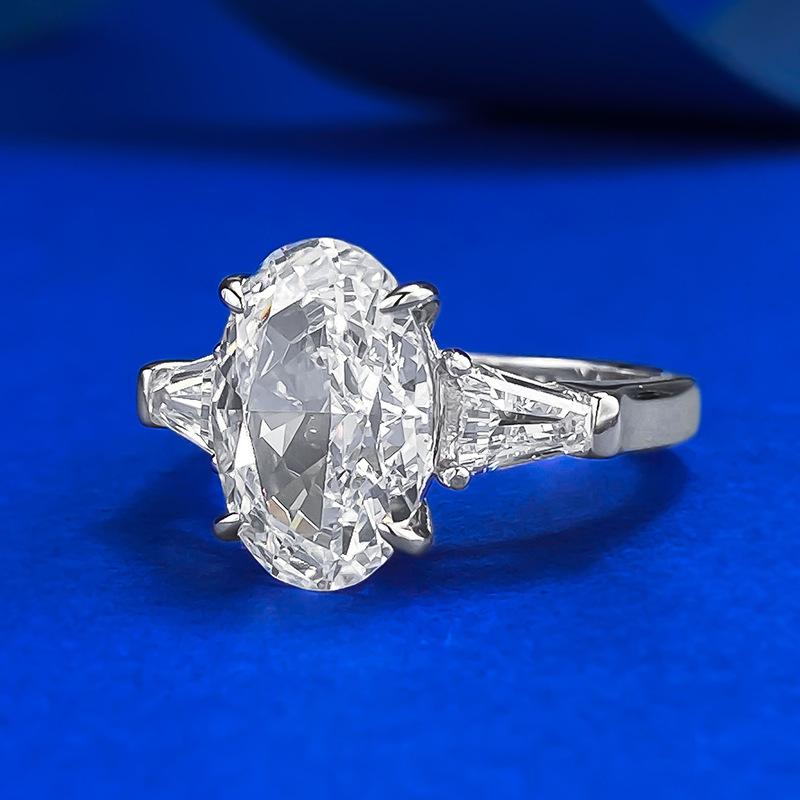 S925 silver oval ice flower cut Ring 8*12mm 8A cubic zirconia ring fashion jewelry accessory woman girl promise ring-356(35%)