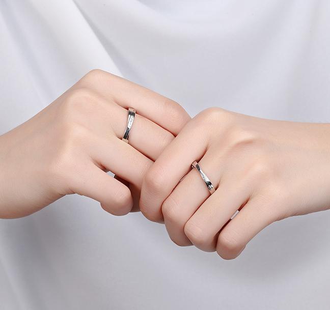 S925 Sterling Silver English Letter Couple Ring Plain Band -559 weddingring(45%)
