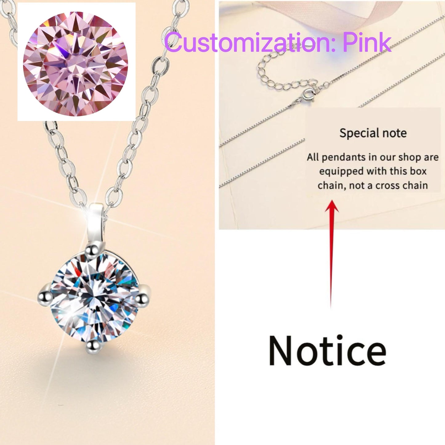 S925 Sterling Silver round Four-Claw Necklace Synthetic Moissanite Birthday Gift Minimalist Pendant Necklace-320(35%)