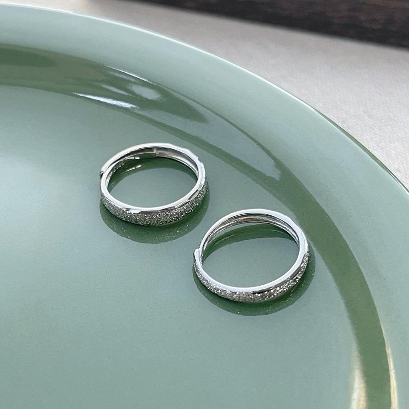 S925 Sterling Silver Couple Rings Plain Matte Open Ring -525 weddingring(45%)