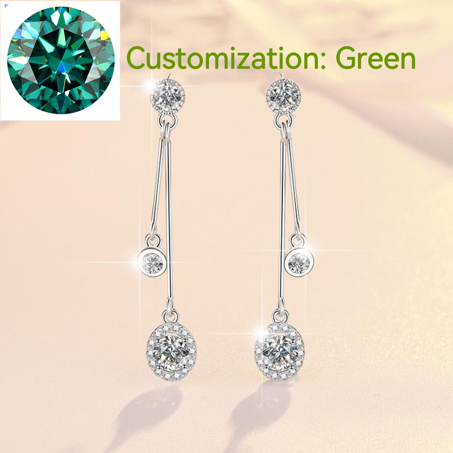 S925 Sterling Silver Line  Earrings D Color Synthetic Moissanite Daily Life Earrings(35%)-614