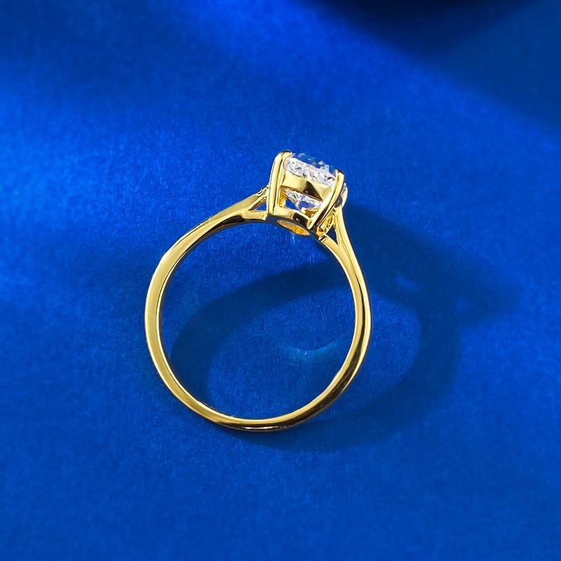 S925 Sterling Silver Pear Shaped Golden 6*9mm 6A Cubic Zirconia Ring-425 emerald  ring(25%)