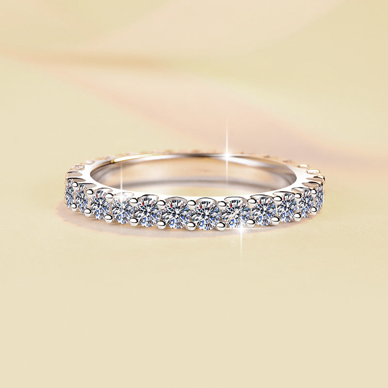 S925 Sterling Silver Full Band Row Moissanite fashion jewelry Ring-581(35%)