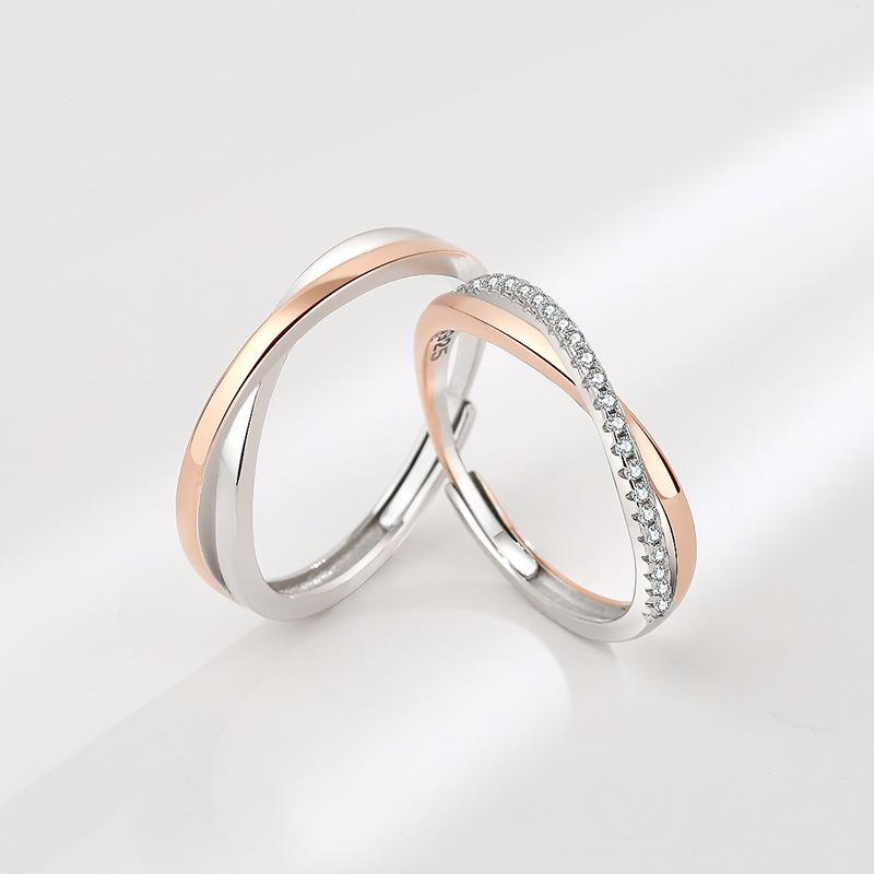 S925 Sterling Silver Mobius Couple Ring Cross Open Ring -555(45%)