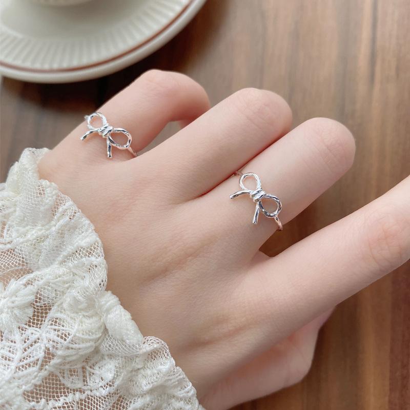 S925 Sterling Silver Bowknot Open Tail Ring Joint Ring for Women -514(45%)