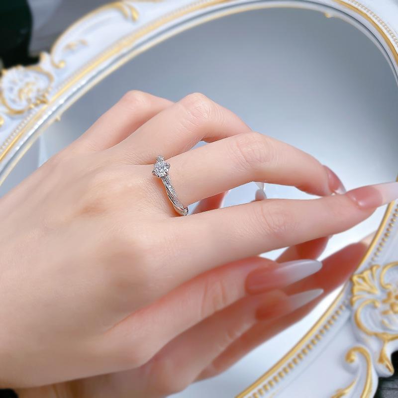 S925 Sterling Silver Six-claw Cut Ring  5mm 6A Cubic Zirconia Ring(35%)