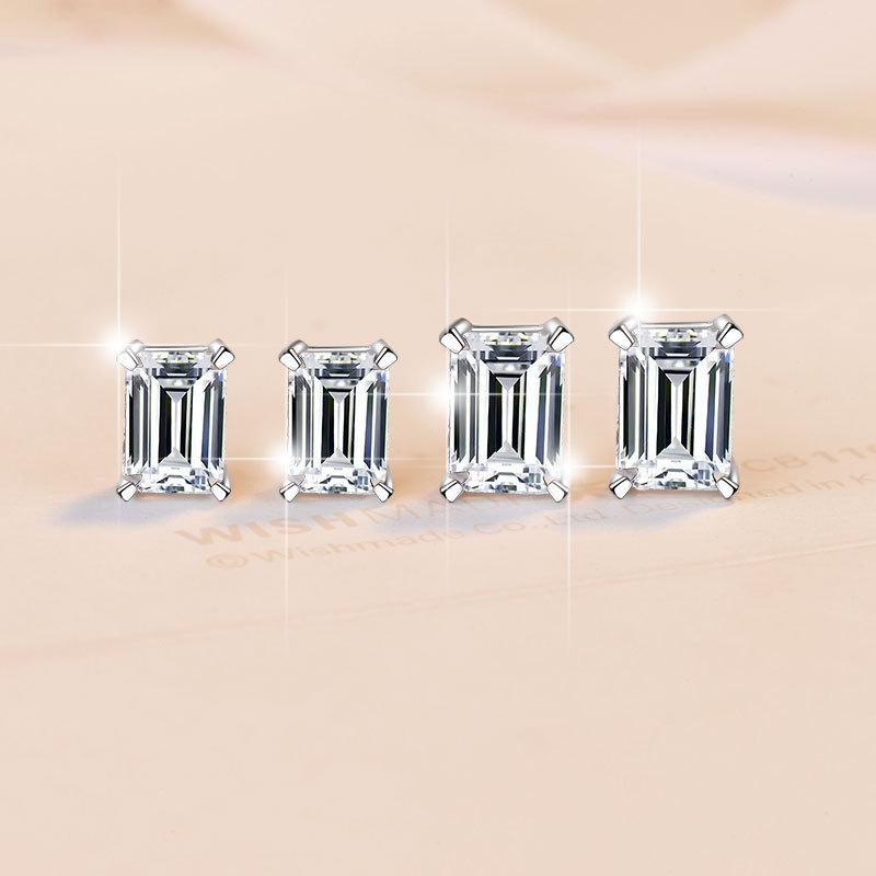 NO.164 S925 Sterling Silver Grandma Cut Earrings Earrings Synthetic Moissanite Glittering daily life Earrings Springtok