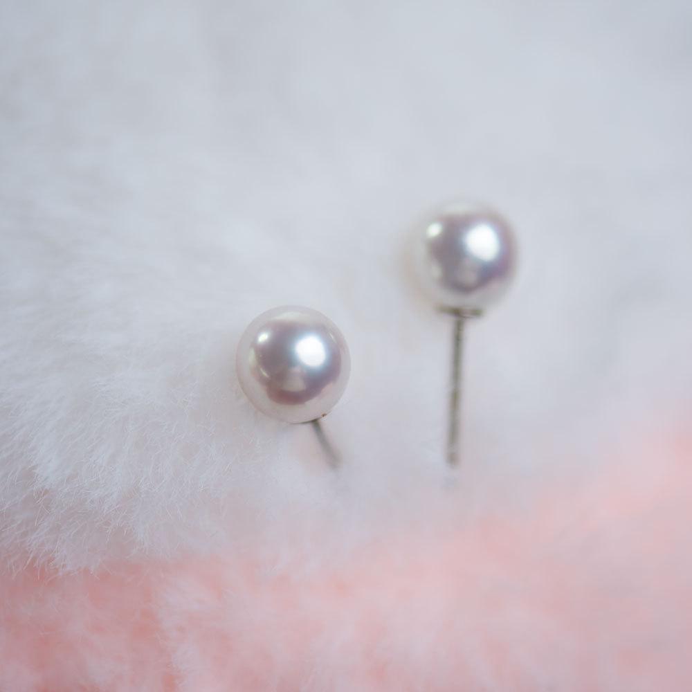 NO90 Nearly Round Nature Freshwater Pearl S925 Sterling Silver Earrings/ High light Slightly blemished natural freshwater pearl/ Send A Special Cloth For Cheaning The Earrings