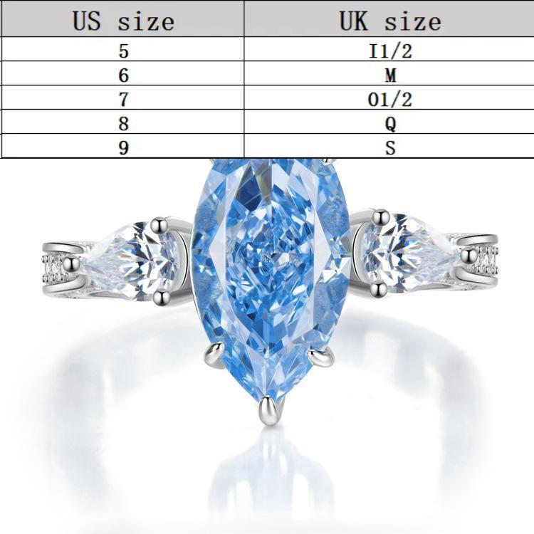 S925 Sterling Silver Aquamarine Marquise Ring 8*16mm 6A Cubic Zirconia Ring-238(35%)