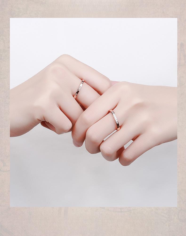 S925 Sterling Silver Vintage Roman Numeral Couple Ring-482 weddingring(45%)