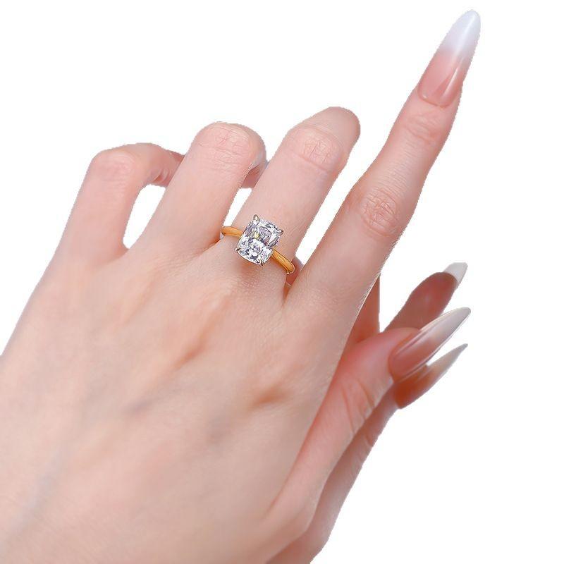 S925 Sterling Silver Radiant Cut Square Ring  8*10mm 6A Cubic Zirconia Ring-257(35%)