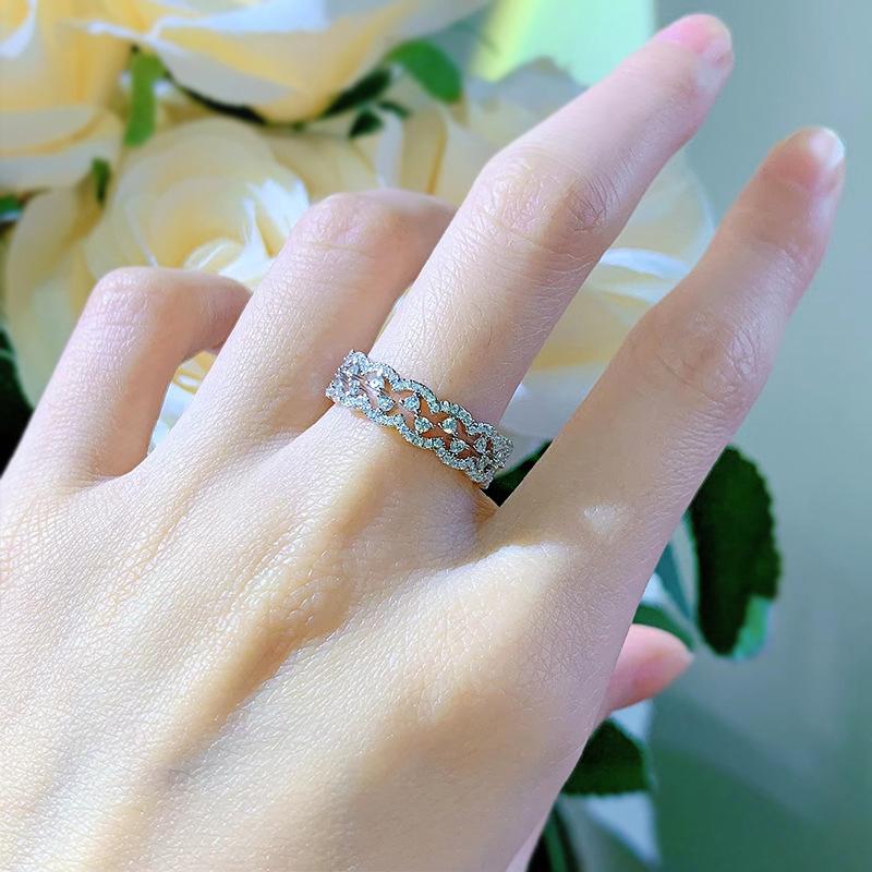NO.092 S925 Sterling Silver Lace Ring 6A Cubic Zirconia Ring fashion jewelry accessory woman girl promise ring Springtok