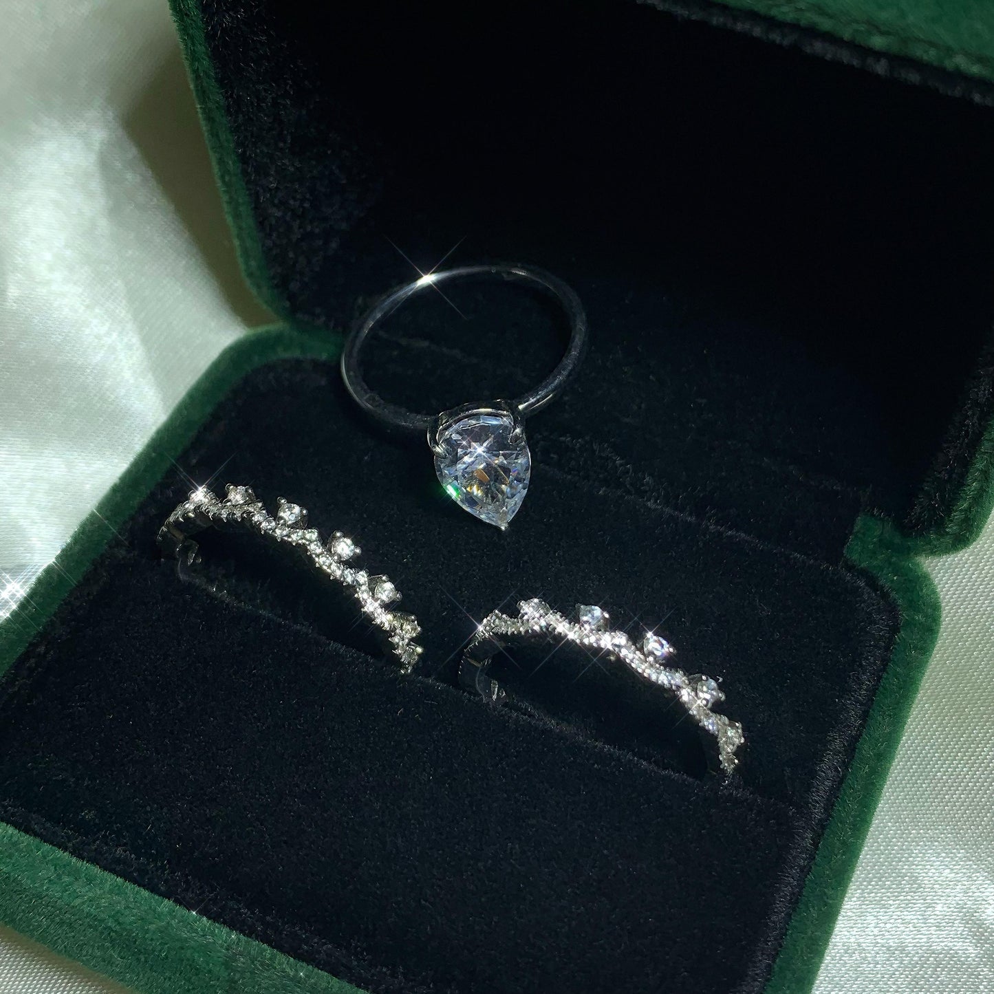 S925 Silver Pear Ice Flower Cut Water Drop Ring 7*11 8A Cubic Zirconia Ring Daily Wear fashion jewelry accessory woman girl promise rin-220(35%)