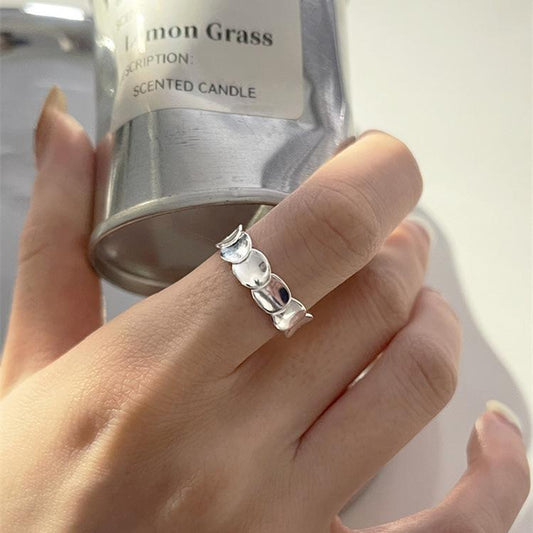 S925 Sterling Silver Fish Scale Round Disc Ring for Women - 549(45%)