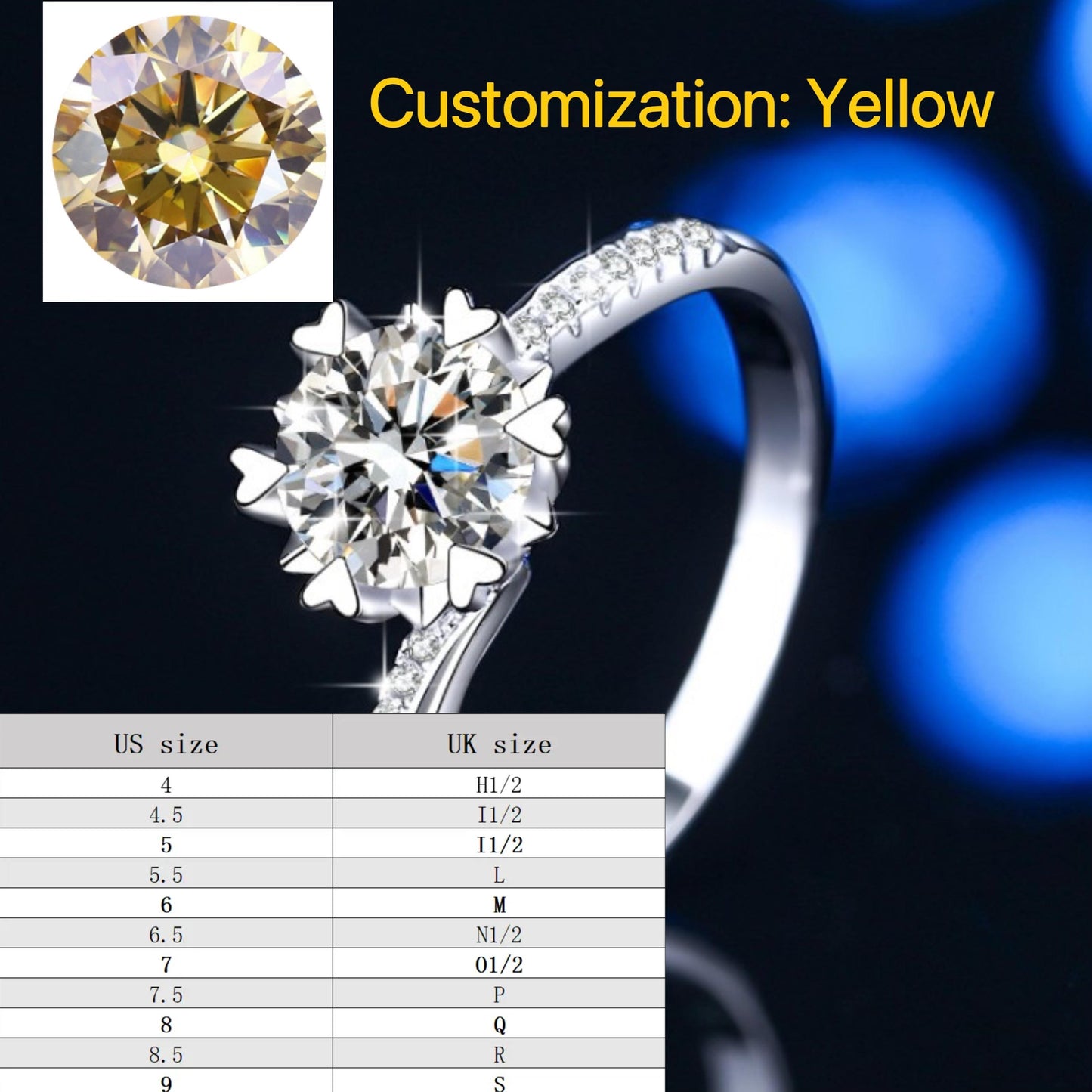 S925 Sterling Silver Swing Arm Snowflake Ring/2 Carat/ Synthetic Moissanite Ring fashion jewelry accessory woman girl promise ring-194(35%)