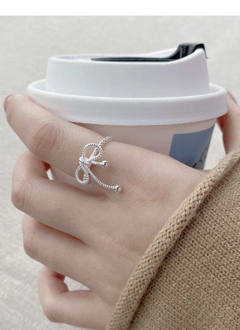 S925 Sterling Silver Bowknot Braided Open Ring for Women - 518(45%)