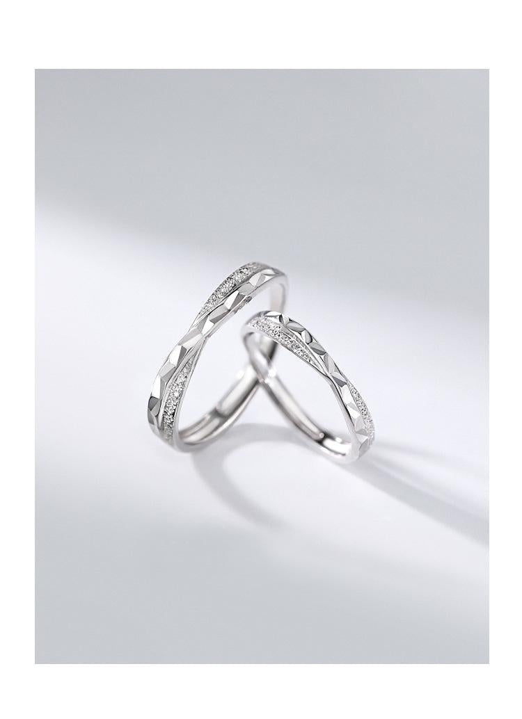 S925 Sterling Silver Cross Line Couple Ring-631 weddingring(45%)