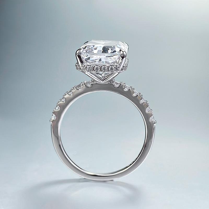 S925 Sterling Silver Ice Flower cut rectangular ring 9*13mm 8A cubic zirconia ring fashion jewelry accessory woman girl promise ring-155(35%)