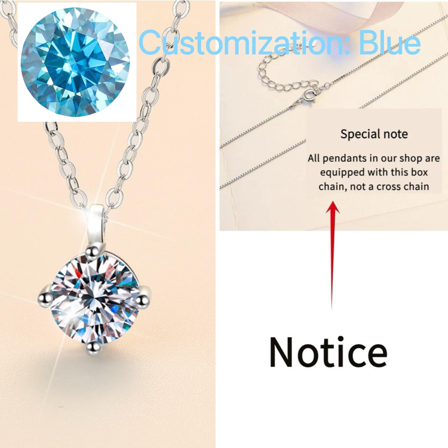 S925 Sterling Silver round Four-Claw Necklace Synthetic Moissanite Birthday Gift Minimalist Pendant Necklace-320(35%)