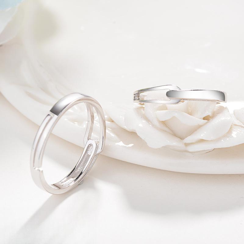 S925 Sterling Silver Couple Fashion Plain Band Ring-497 weddingring(45%)