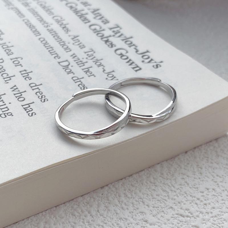 S925 Sterling Silver Niche Simple Matte Unisex Couple Rings Personality Fashion Light Luxury Pair Rings -630 jewellery  with  meaning(45%)