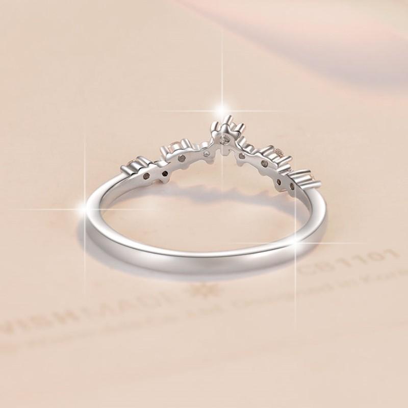 S925 Sterling Silver V-shaped Fashion Band Ring Synthetic Moissanite Ring fashion jewelry accessory woman girl promise ring-104(35%)