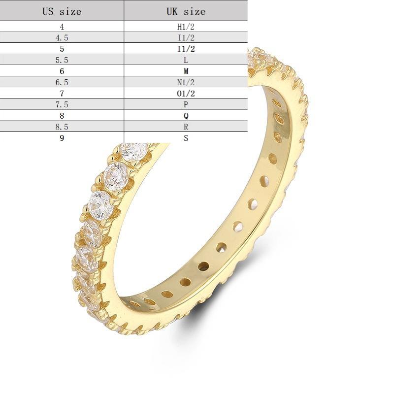 S925 Sterling Silver Full Band Ring Inlay Synthetic Moissanite fashion jewelry accessory woman girl promise ring-215(35%)