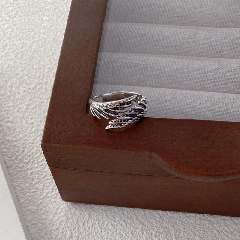 S925 Sterling Silver Vintage Angel Wings Couple Ring -547 weddingring(45%)