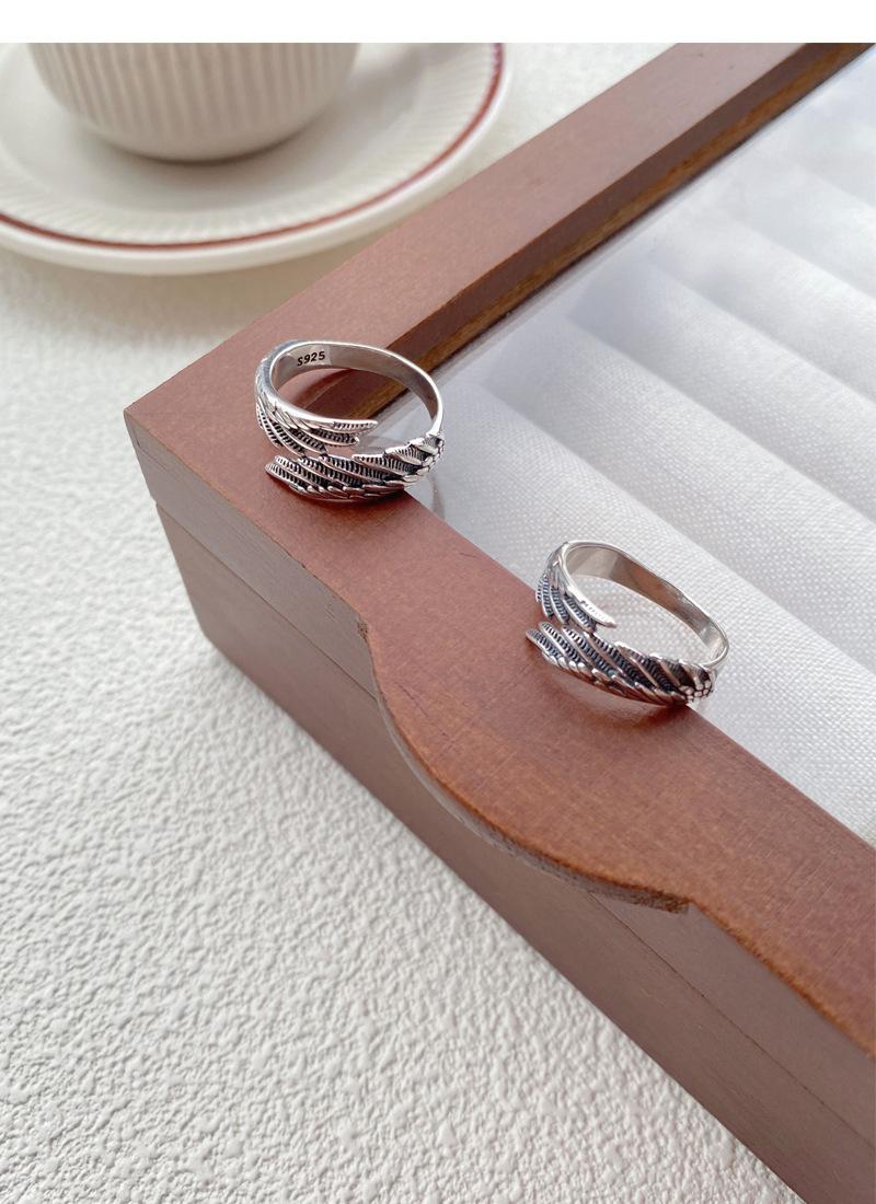 S925 Sterling Silver Vintage Angel Wings Couple Ring -547 weddingring(45%)