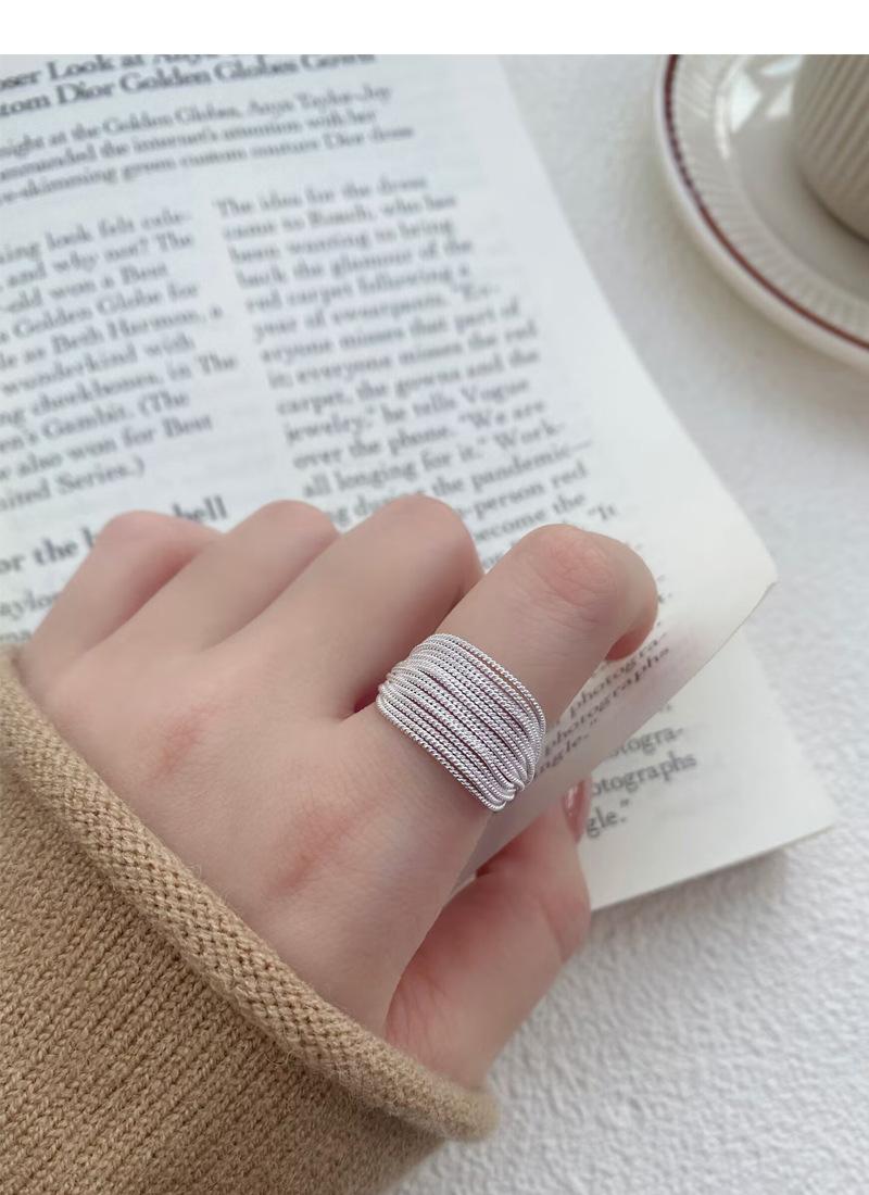 S925 Sterling Silver Minimalist Multi-layer Line Geometry Open Ring for Women -508(45%)