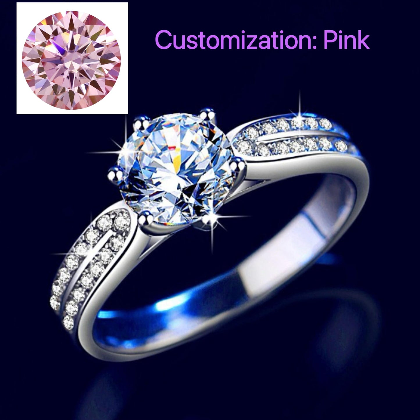 NO.115 S925 Sterling Silver Star Queen Ring Synthetic Moissanite Ring fashion jewelry accessory woman girl promise ring Springtok